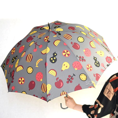 과일디자인 레트로 수동 여성 장우산 핑크 옐로우