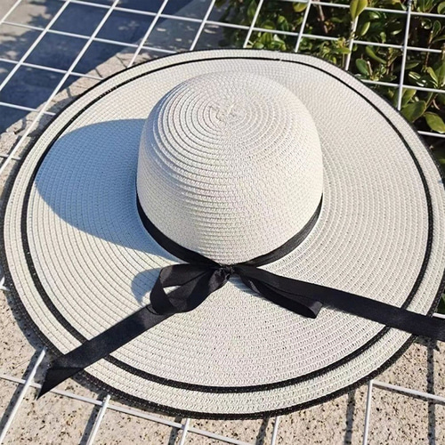 햇빛차단 여성 돌돌이 밀짚 여름 챙 모자(P0000TMF) 4COLOR 1+1