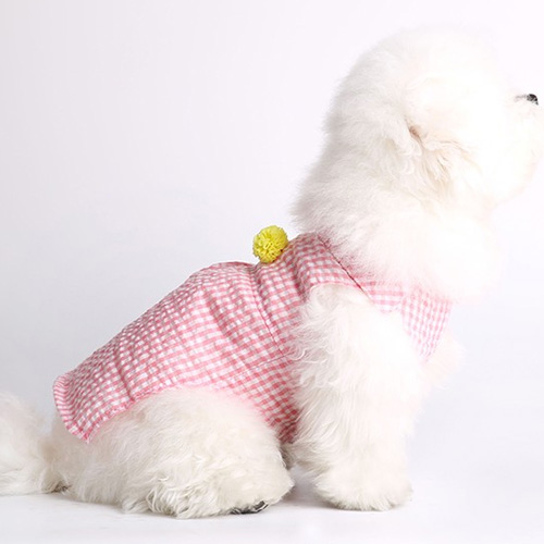 리플 민소매 강아지옷 봄 여름용 티셔츠 핑크 블루