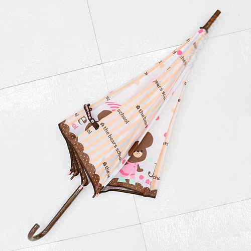 도트 앤 레이스 예쁜 여성용 자동 장우산 원터치 브라운