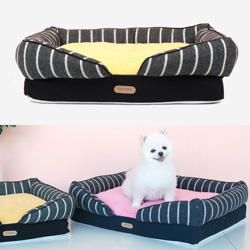 쇼파형 강아지침대 강아지집 극세사 핑크 옐로우 M/L