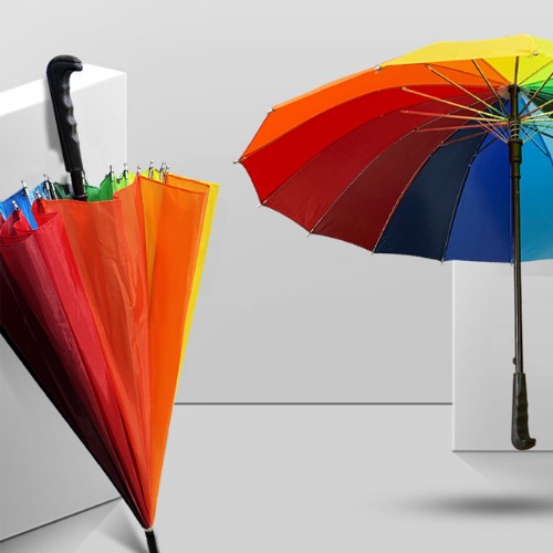 비오는날 튼튼한 유니크 레인보우 패션 수동 장우산