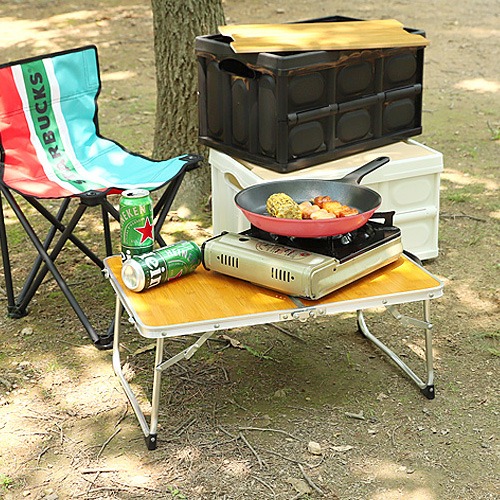 내추럴한 컬러와 북유럽풍 감성 디자인, 야외 캠핑용 우든 접이식 테이블