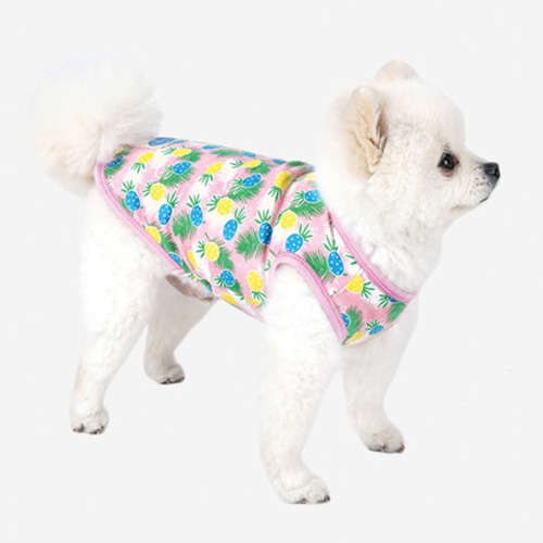 애견 파인애플 티셔츠 소형견 강아지옷 핑크 S-XL