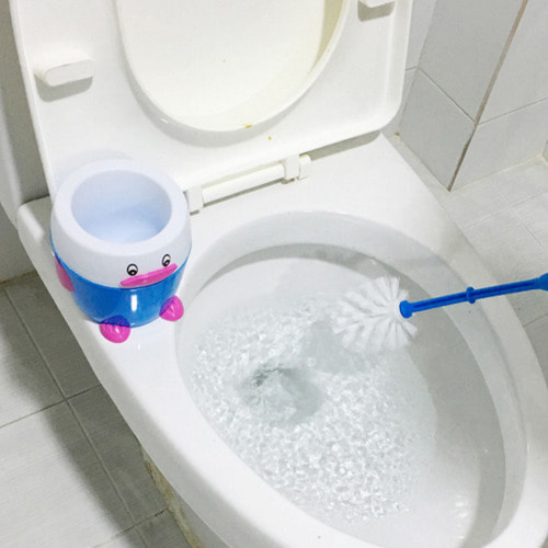 화장실 변기청소솔 오리디자인 스탠드형 블루 핑크