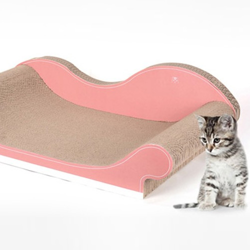소파형 고양이스크래쳐 발톱긁개 종이 그린 핑크 67x40cm