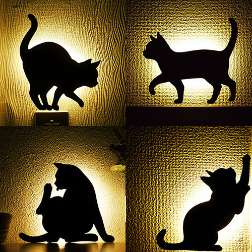 LED 고양이 무드등 벽면 부착형