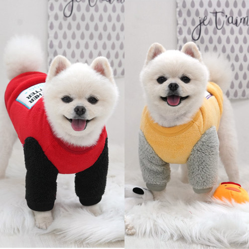 따뜻한 강아지겨울옷 레드 옐로우