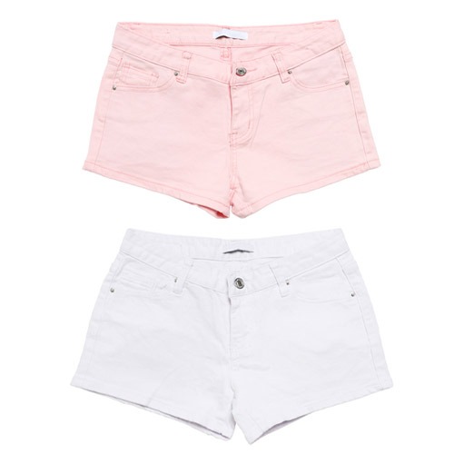 베이직 여성 면 스판 숏팬츠 여름 핫팬츠 핑크 흰색